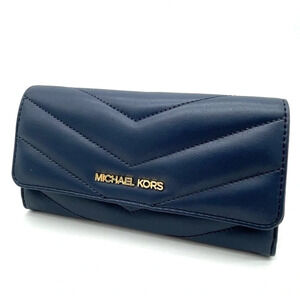 Michael Kors Large Trifold Wallet Navy Blue (NWT)